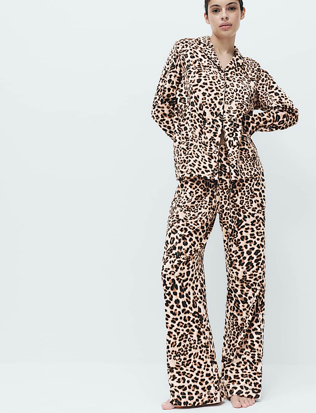 Fleece Printed Revere Pyjama Set
