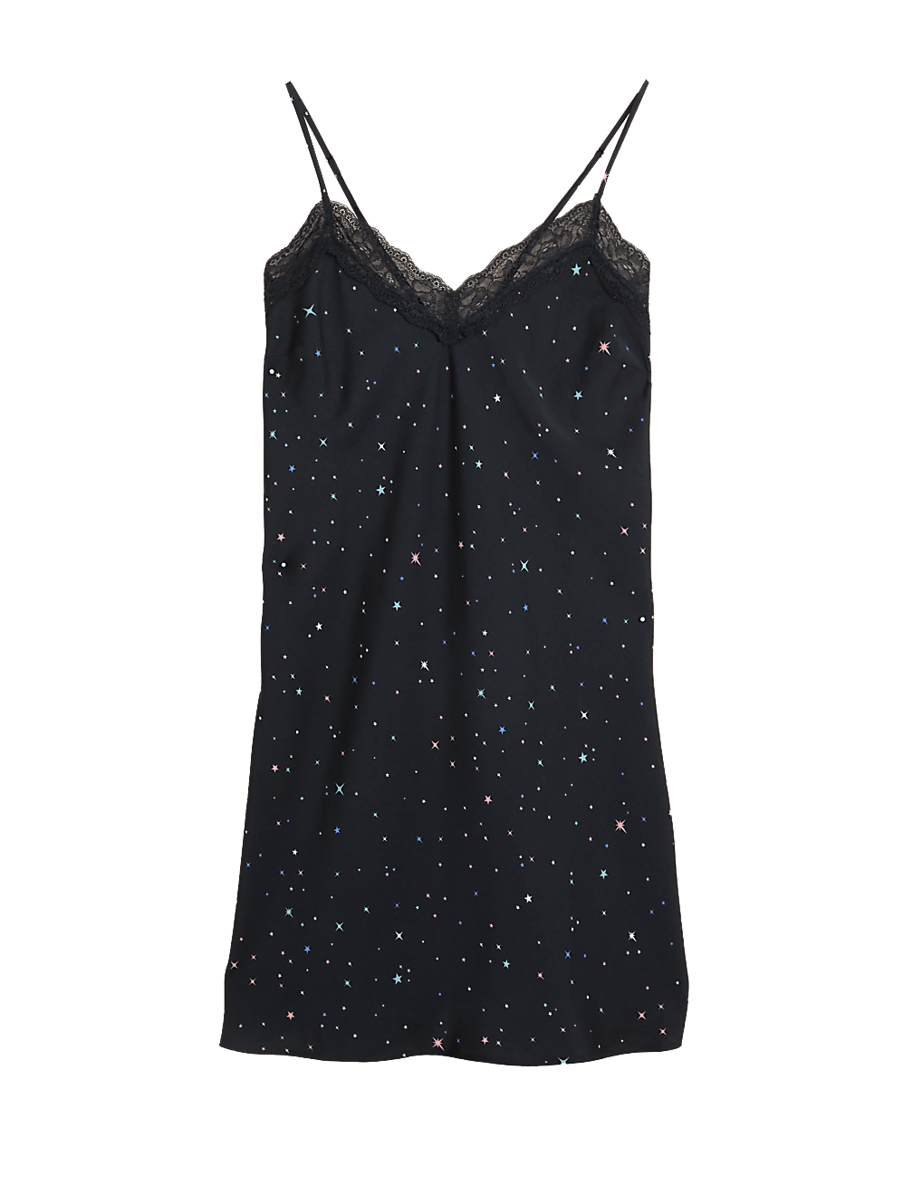 Dream Satin™ & Lace Star Print Short Chemise