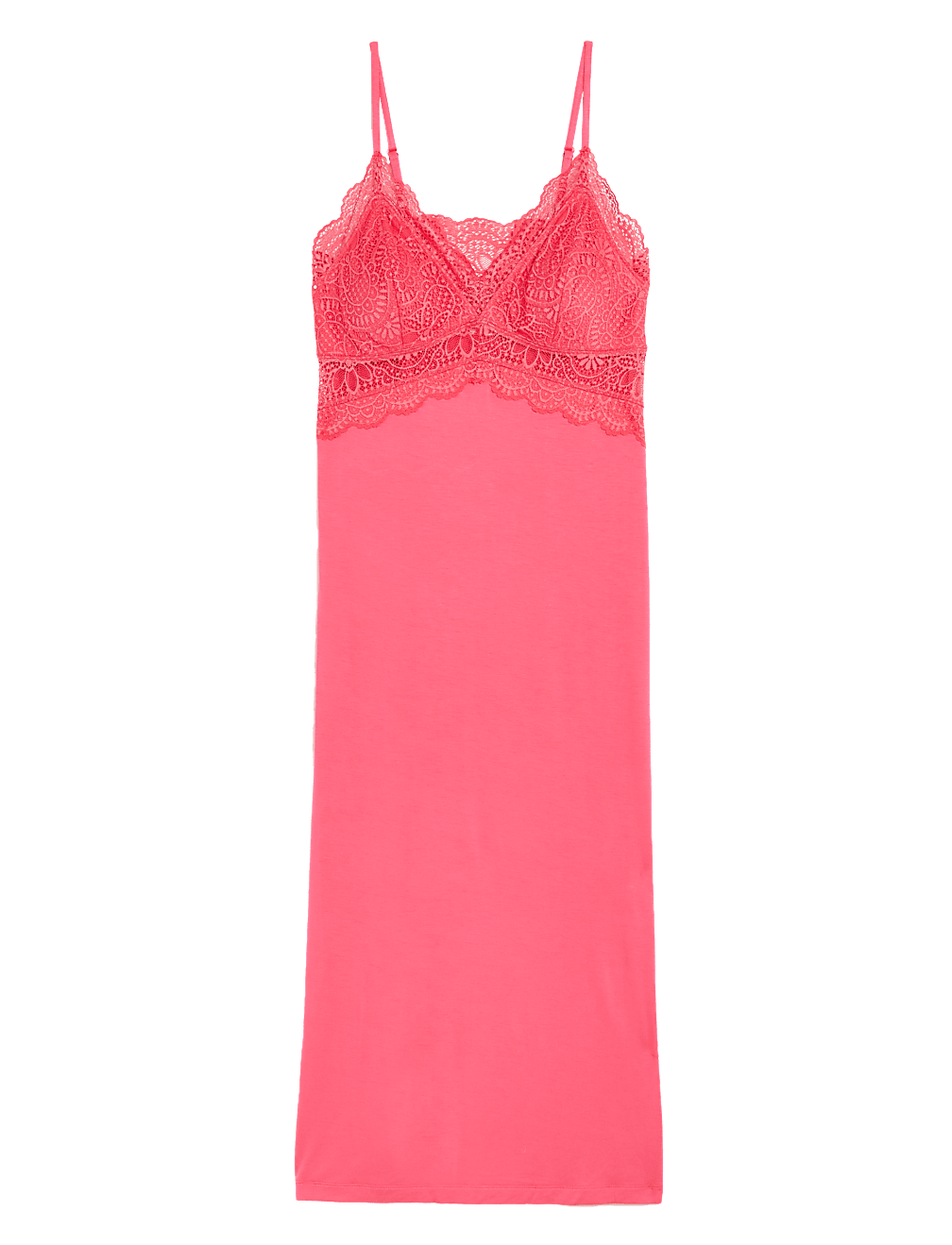Strappy Lace Trim Long Chemise