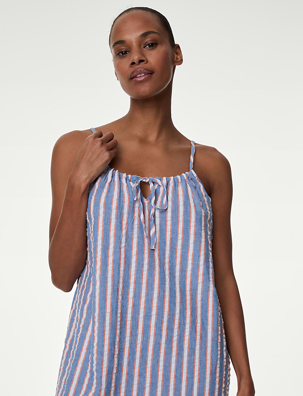 Pure Cotton Waffle Striped Chemise