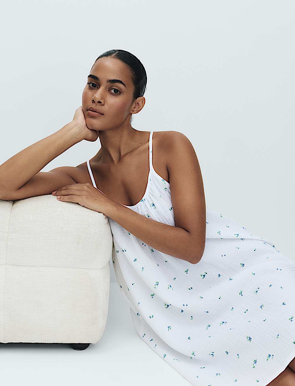 Muslin Printed Short Chemise