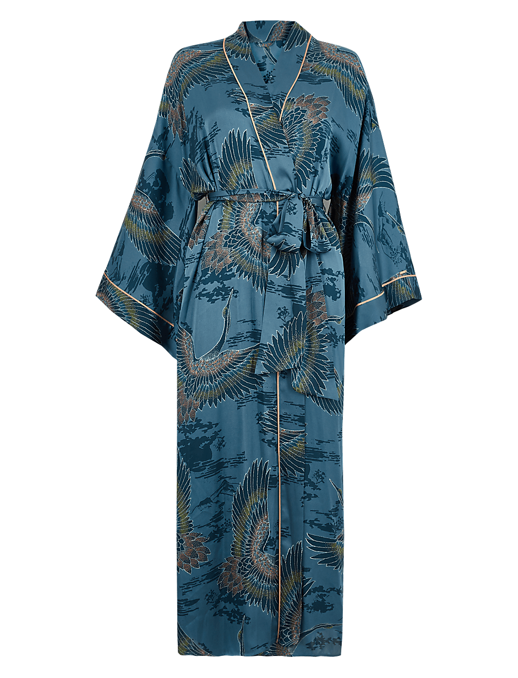 Satin Crane Bird Design Dressing Gown