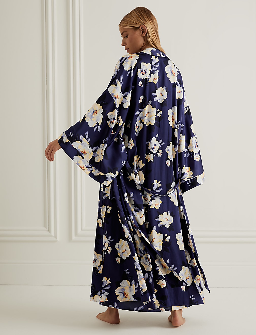 Satin Floral Long Wrap