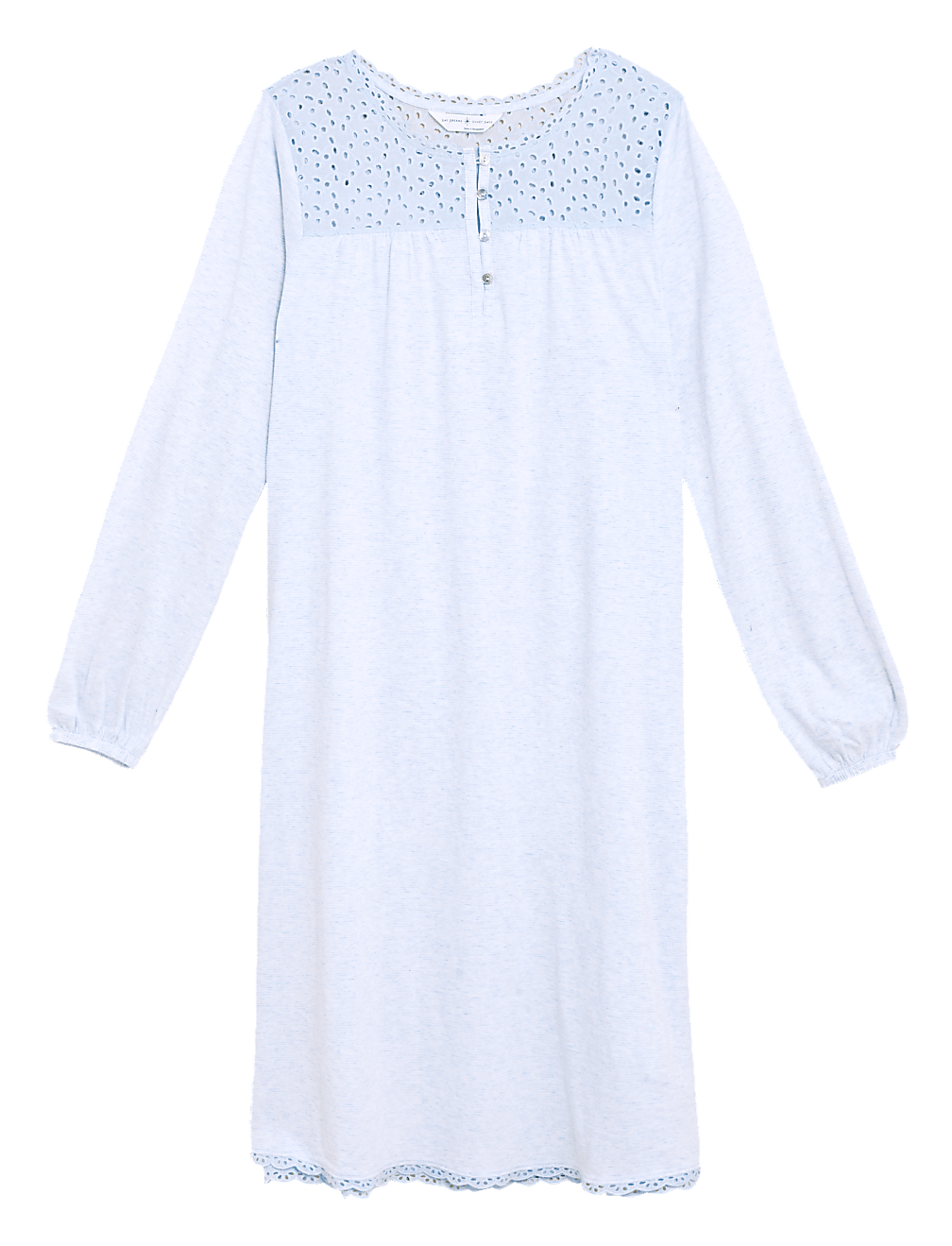 Pure Cotton Broderie Trim Long Nightdress
