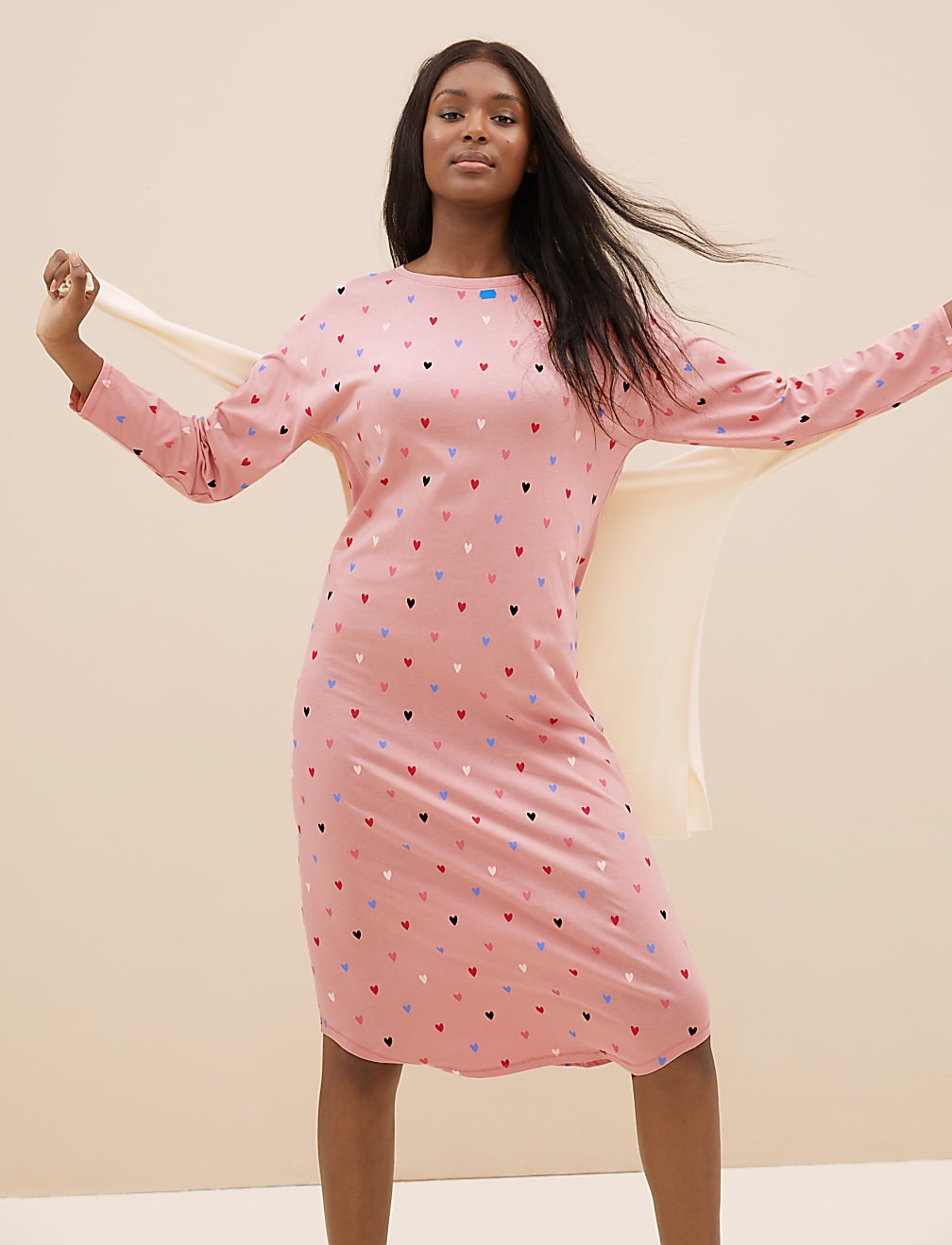 2 Pack Cotton Rich Heart Long Nightdresses