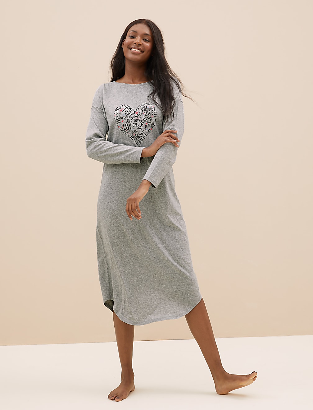 2 Pack Cotton Rich Heart Long Nightdresses