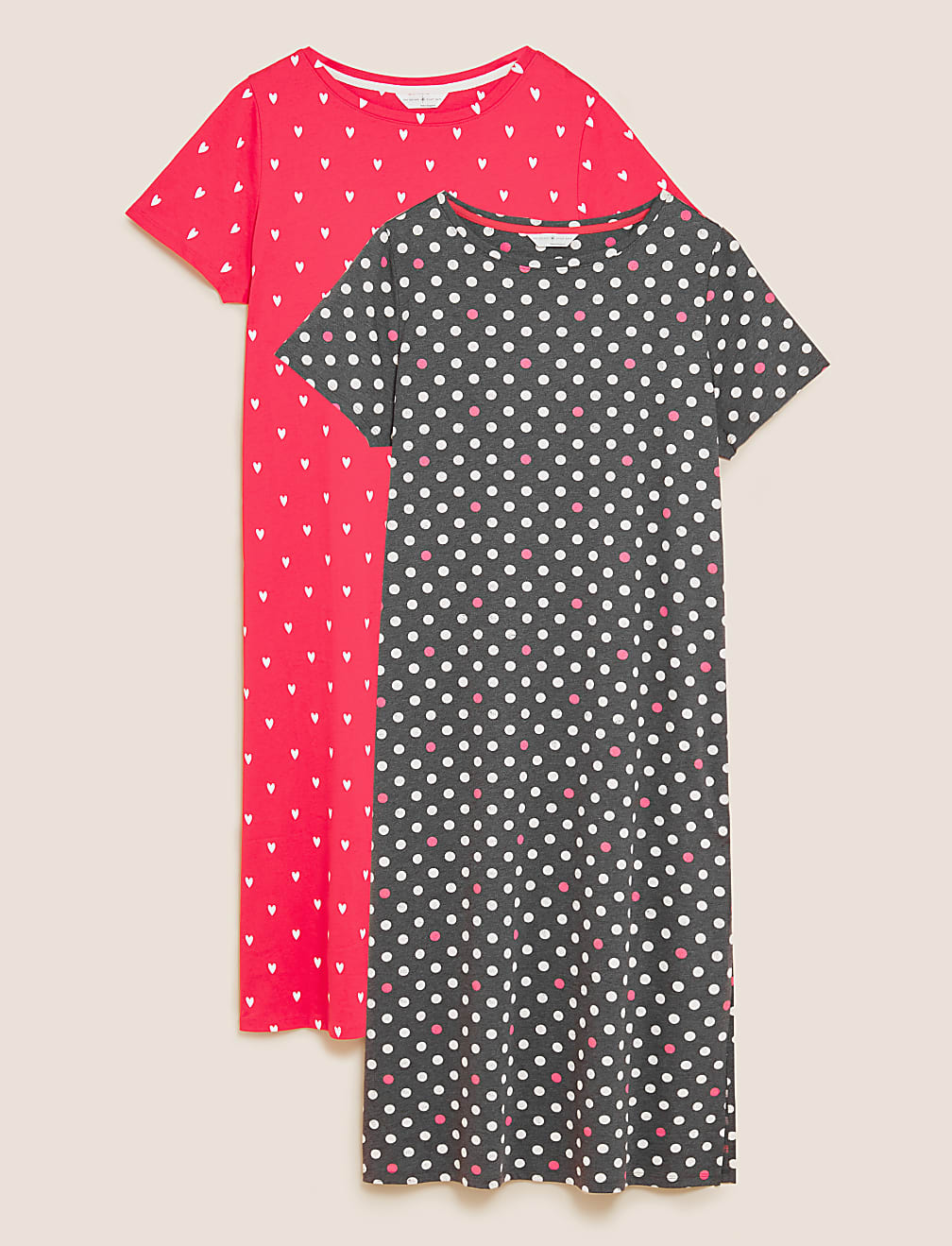 2 Pack Cotton Rich Long Nightdresses