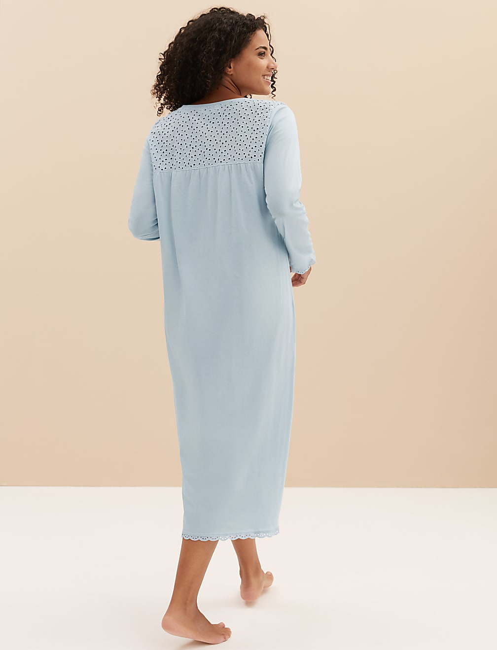 Pure Cotton Broderie Long Nightdress