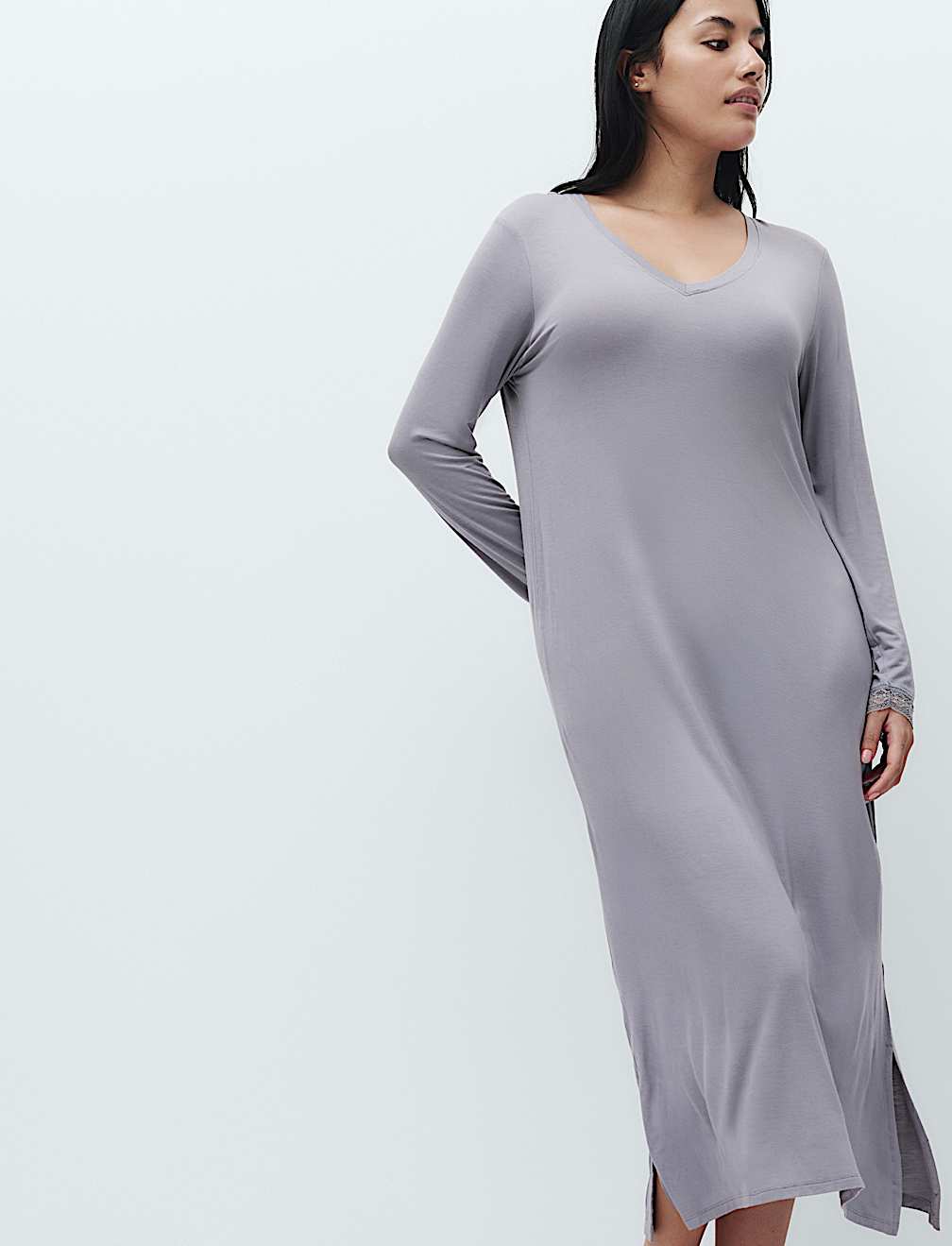 Lace Detail Long Sleeve Nightdress