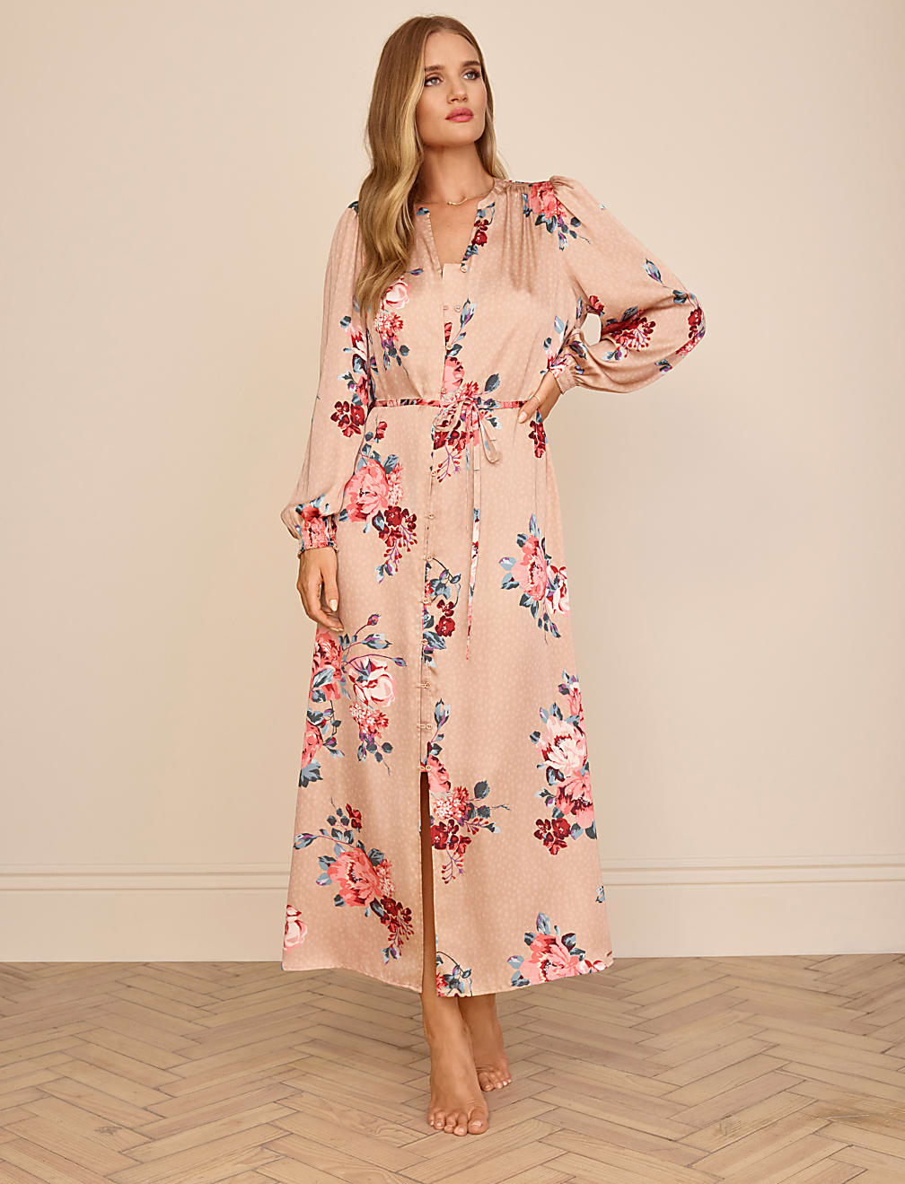 Floral Satin Long Nightdress