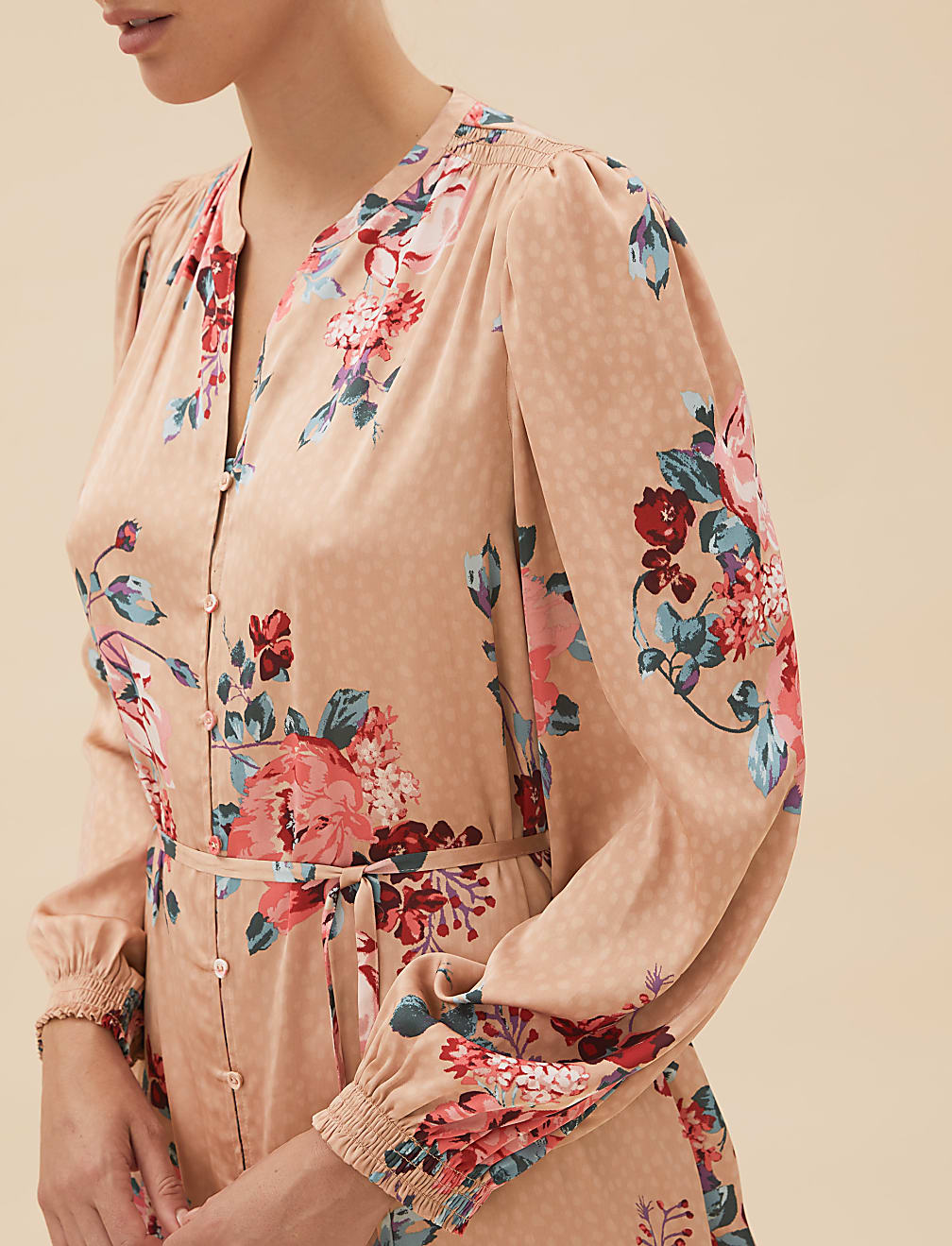 Floral Satin Long Nightdress