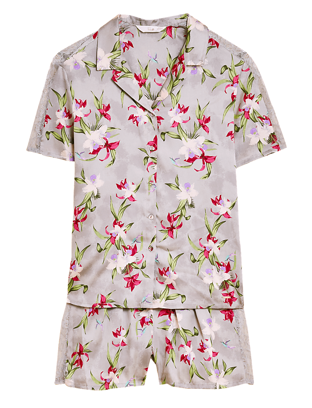 Satin Floral Print Shortie Pyjama Set