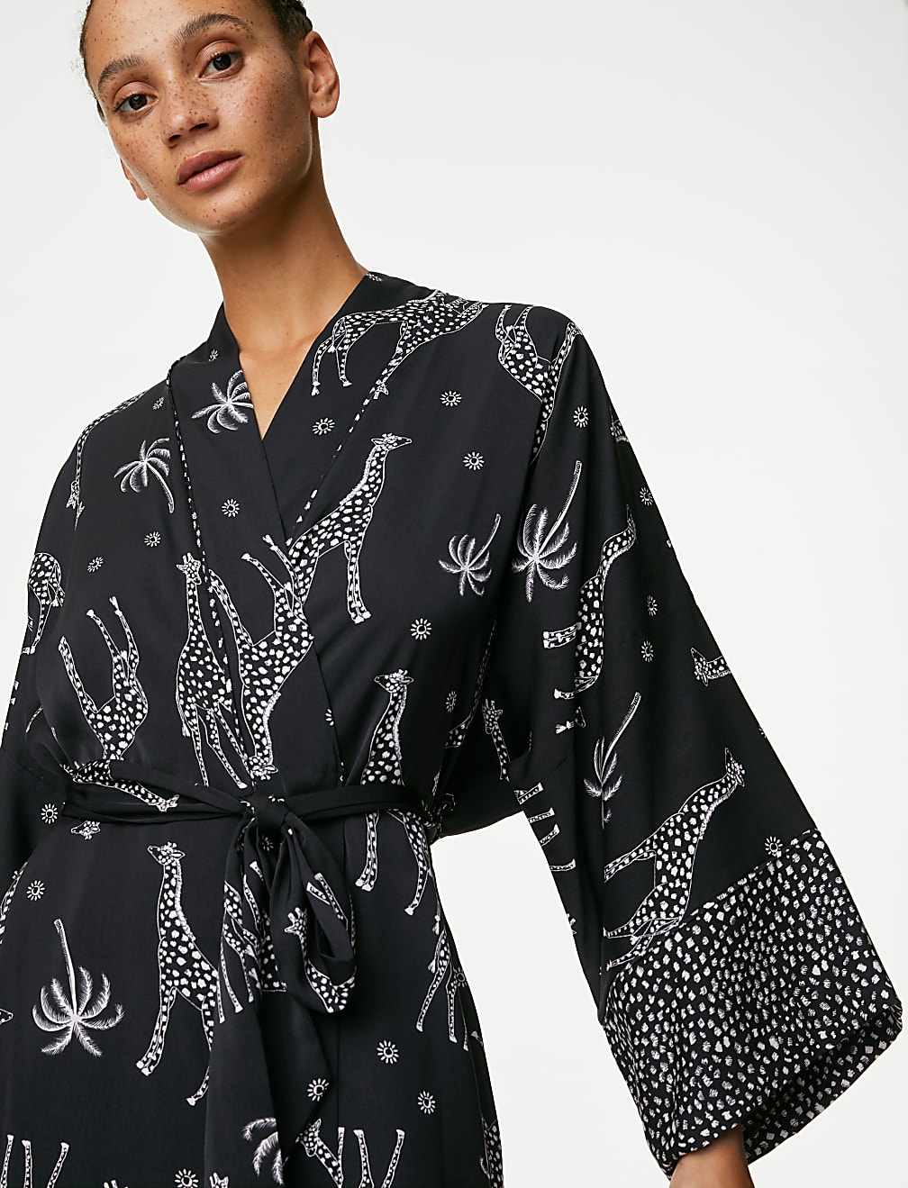 Buy Dream Satin Printed Kimono Wrap at Marks Spencer