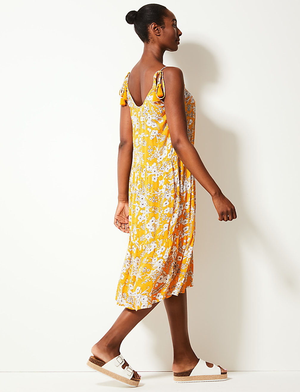 Floral Print Crinkle Slip Beach Dress