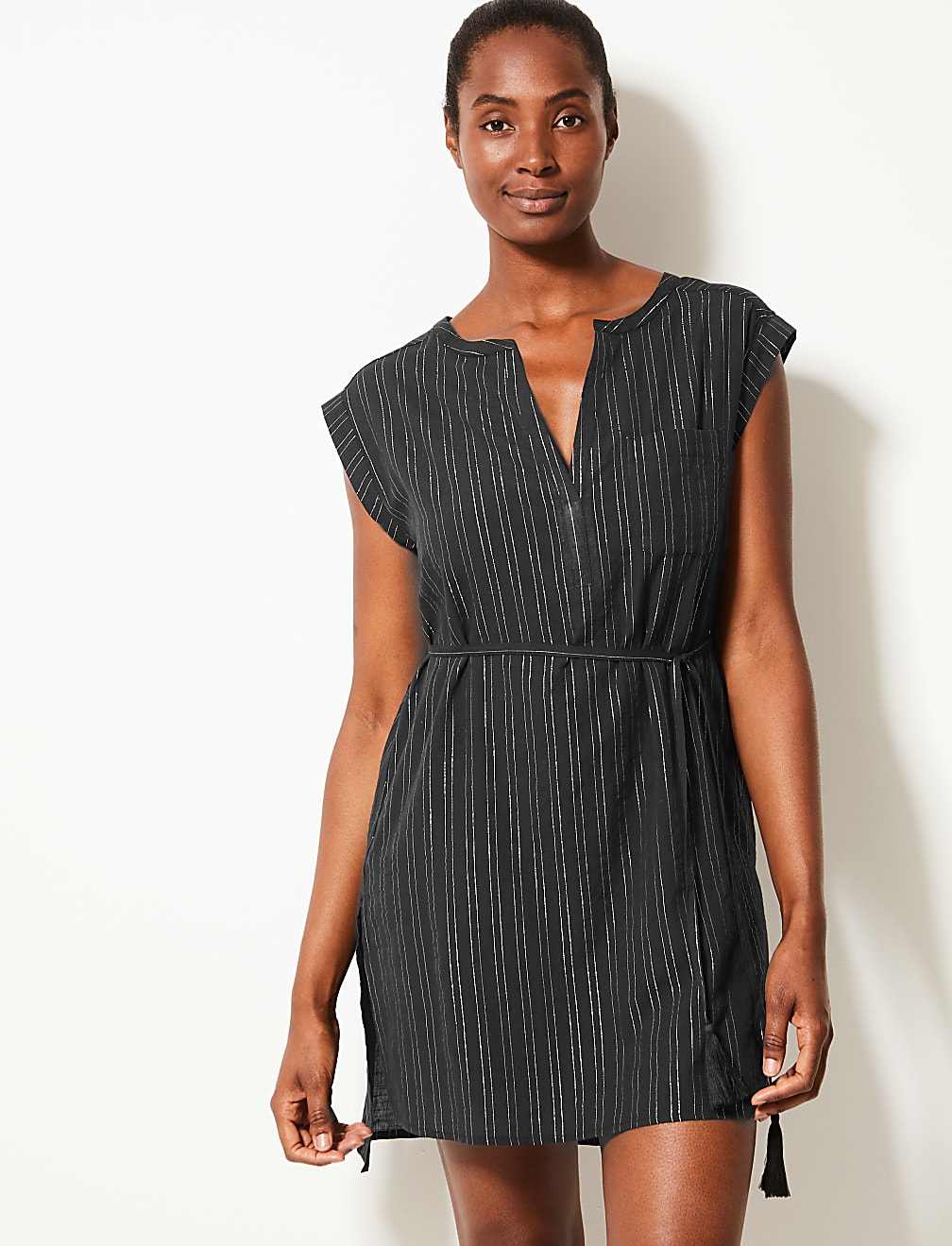 Cotton Rich Mini Shift Beach Dress