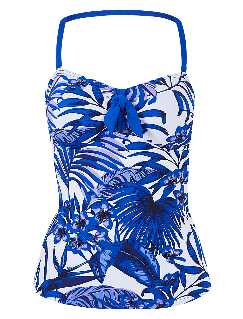 Palm Print Bandeau Tankini Top