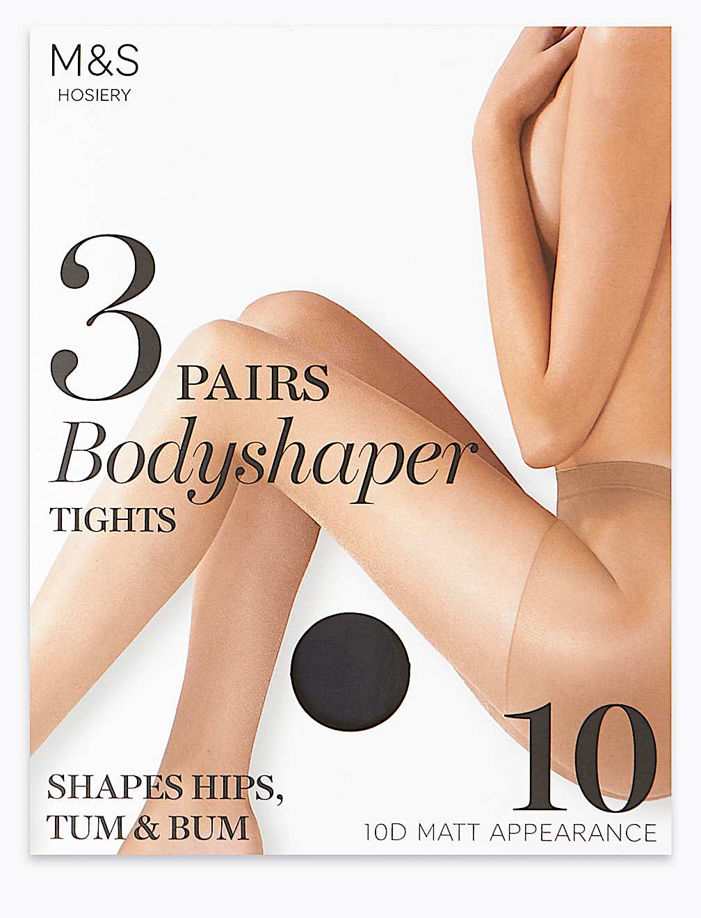 3pk 10 Denier Body Shaper Tights