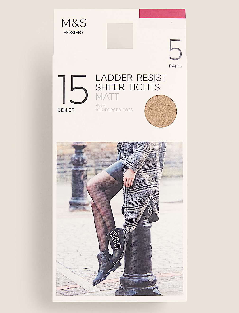 5pk 15 Denier Ladder Resist Matt Tights