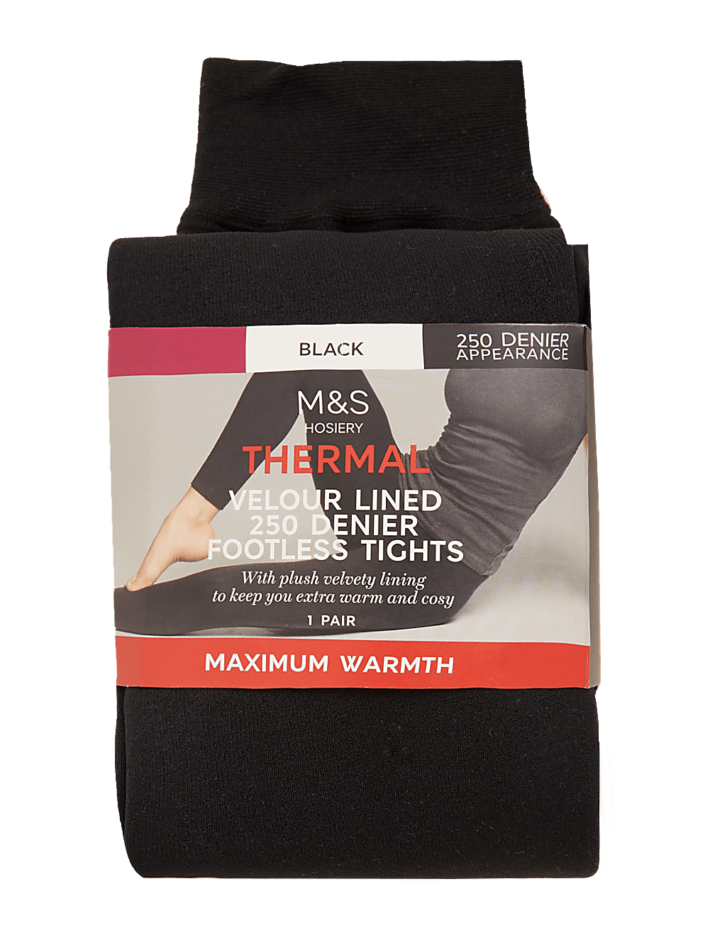 250 Denier Velour Lined Footless Tights