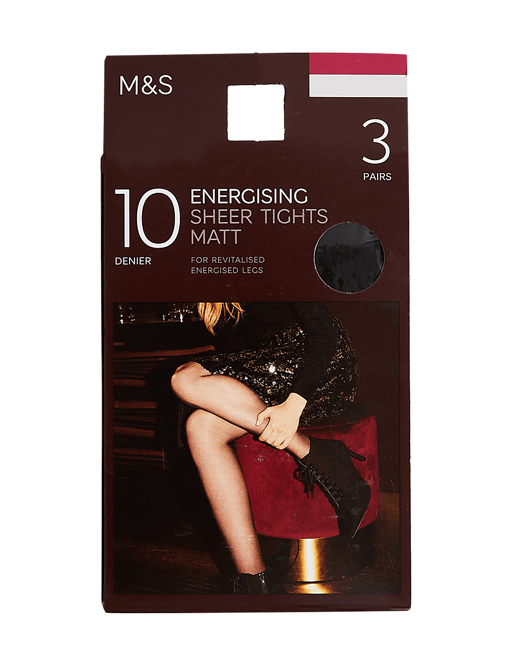 3pk 10 Denier Energising Sheer Tights