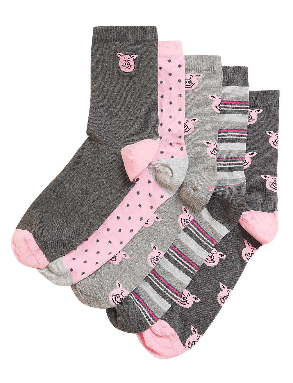 5pk Cotton Rich Percy Pig™ Ankle High Socks