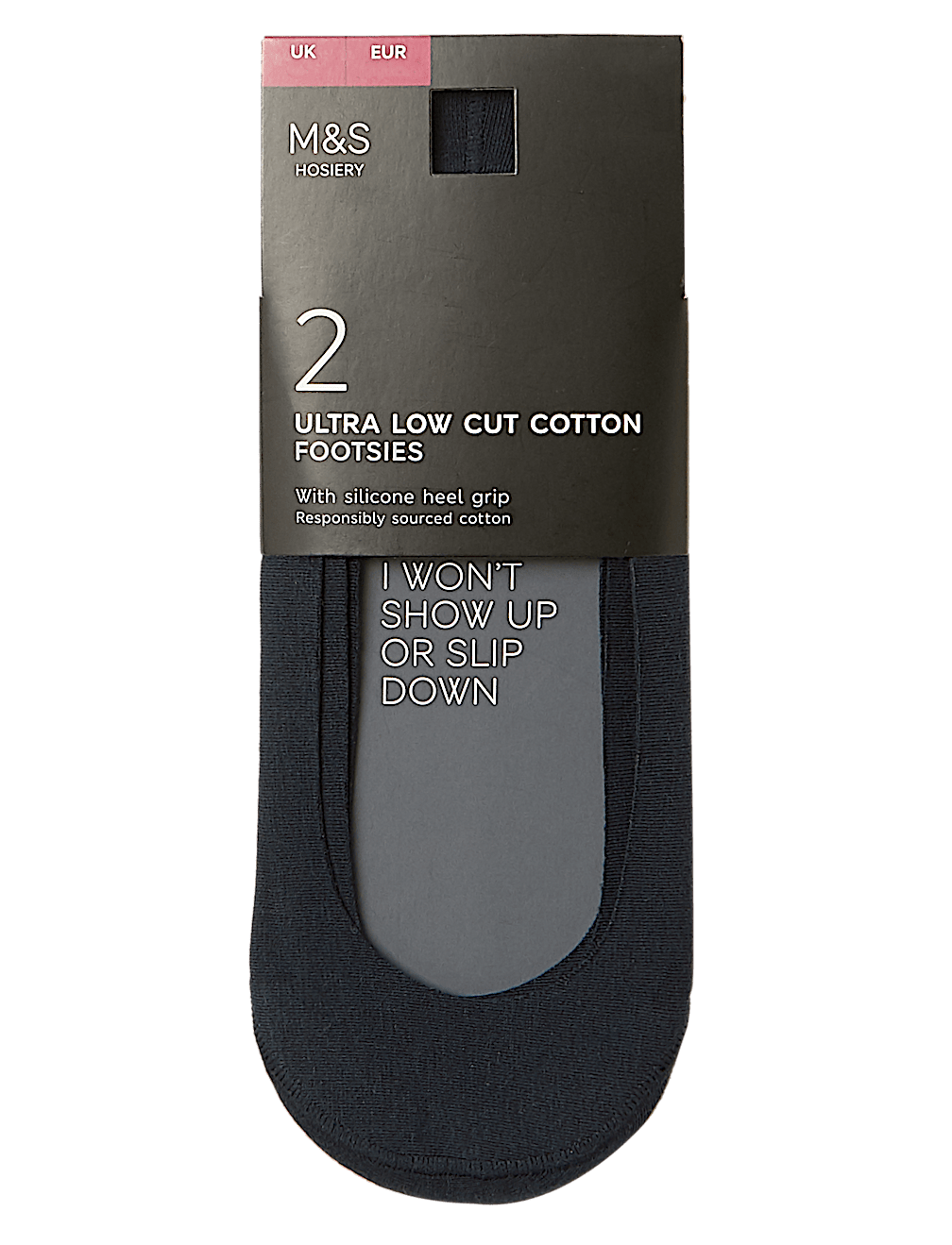 2pk Cotton Ultra Low Cut Footsies