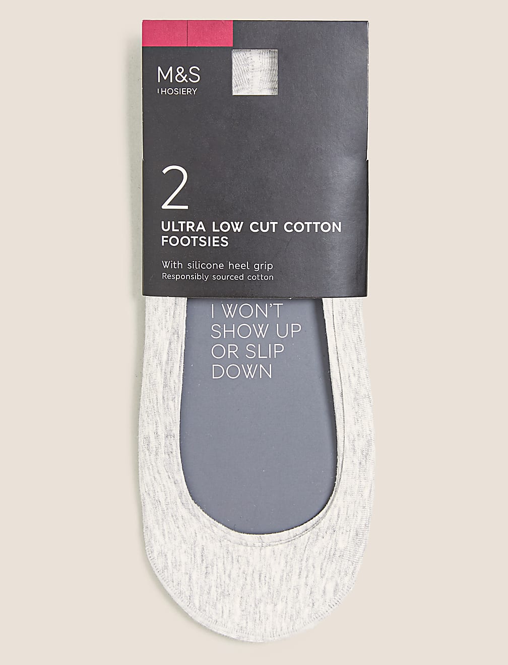 2pk Cotton Ultra Low Cut Footsies