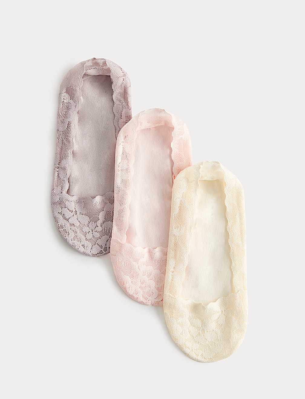 3 Pack Cotton Blend Lace Footsies