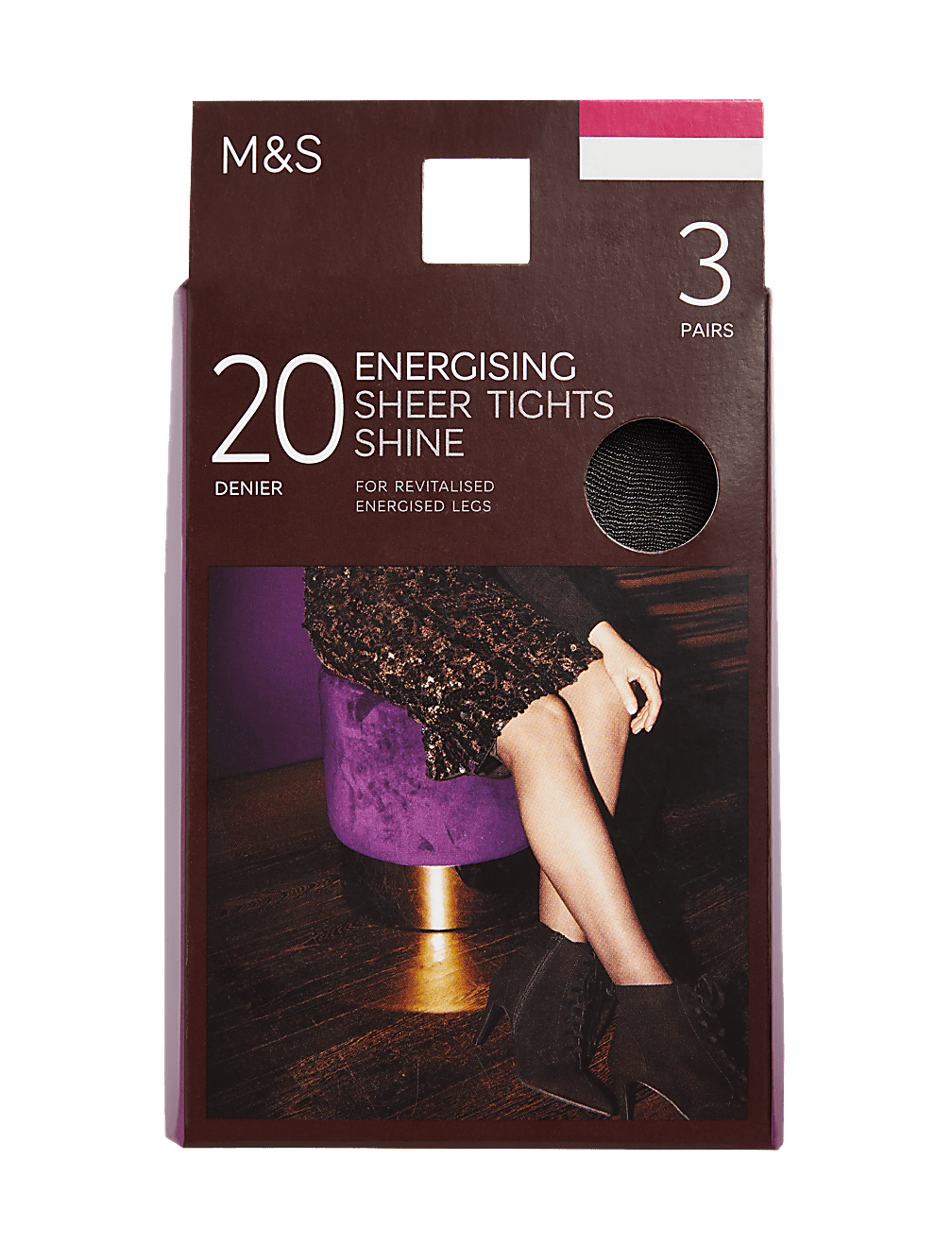 3pk 20 Denier Energising Sheer Tights