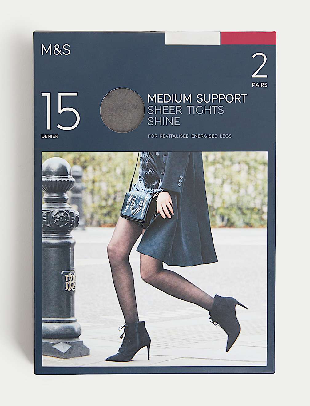 2pk 15 Denier Medium Support Sheer Tights