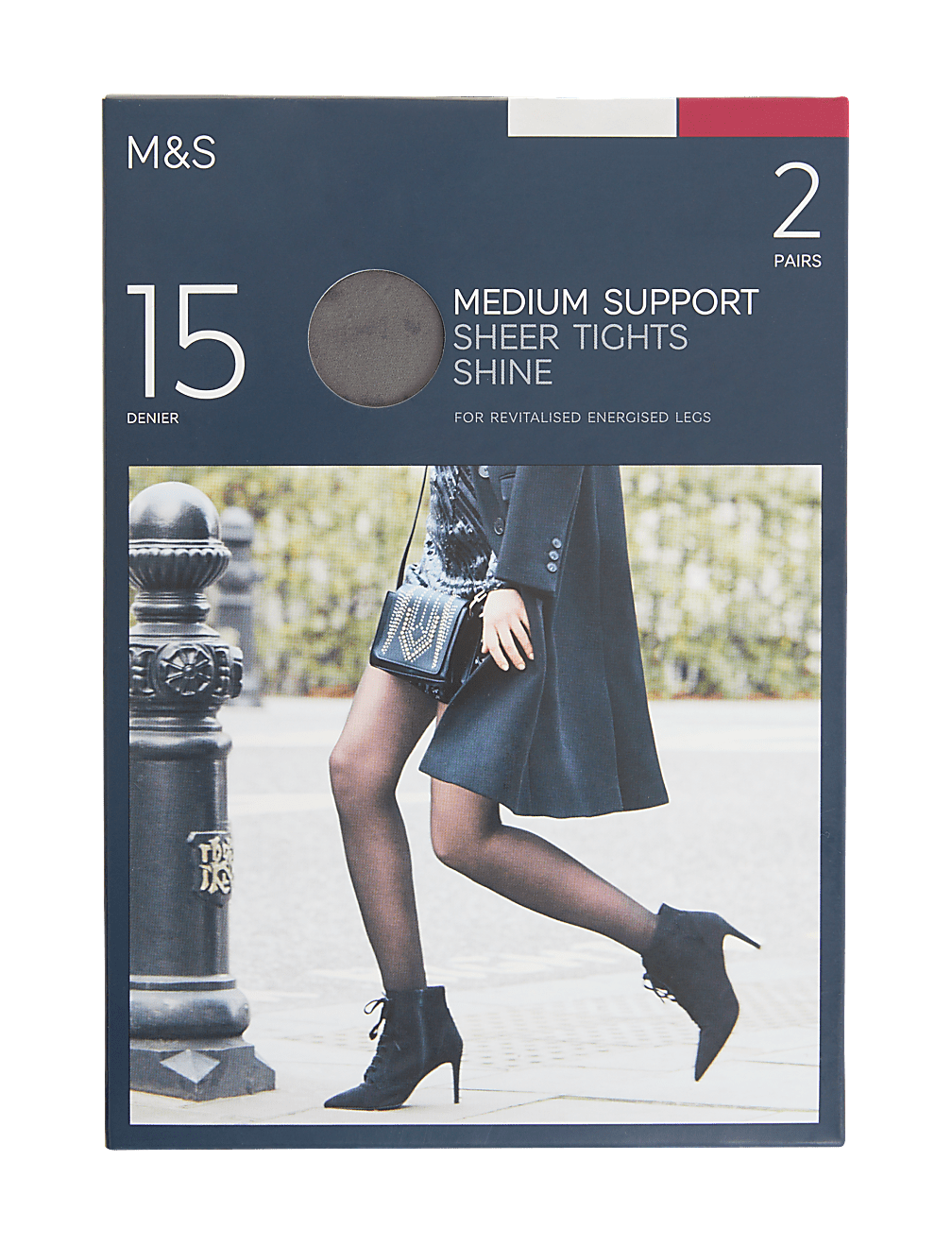 2pk 15 Denier Medium Support Sheer Tights