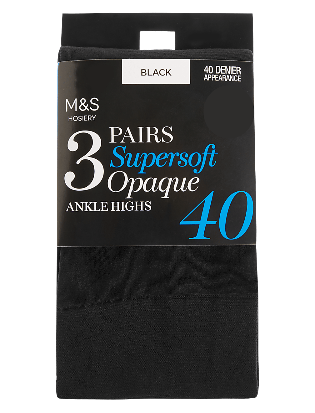 3pk 40 Denier Supersoft Opaque Ankle Highs