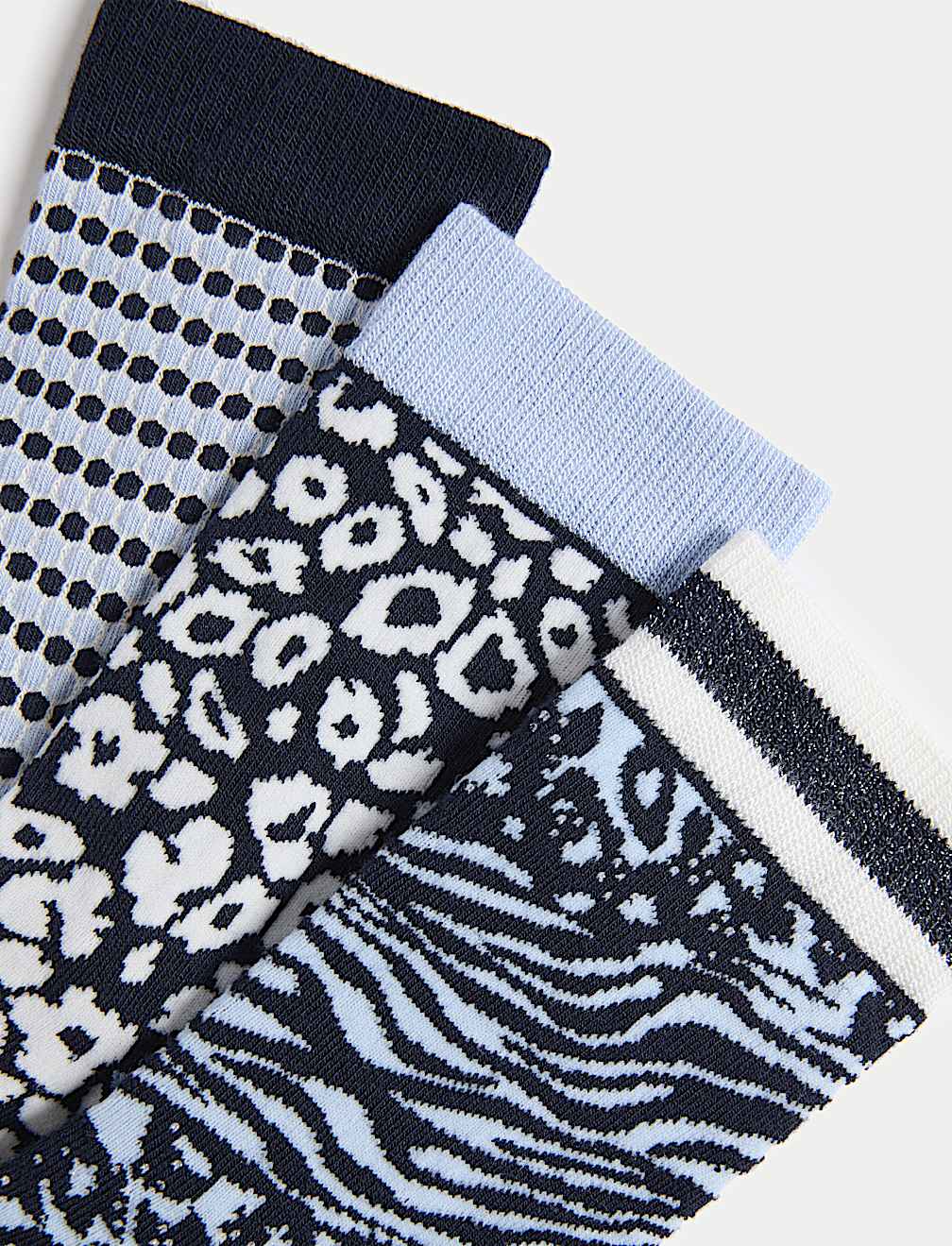 3pk Sparkle Patterned Ankle High Socks