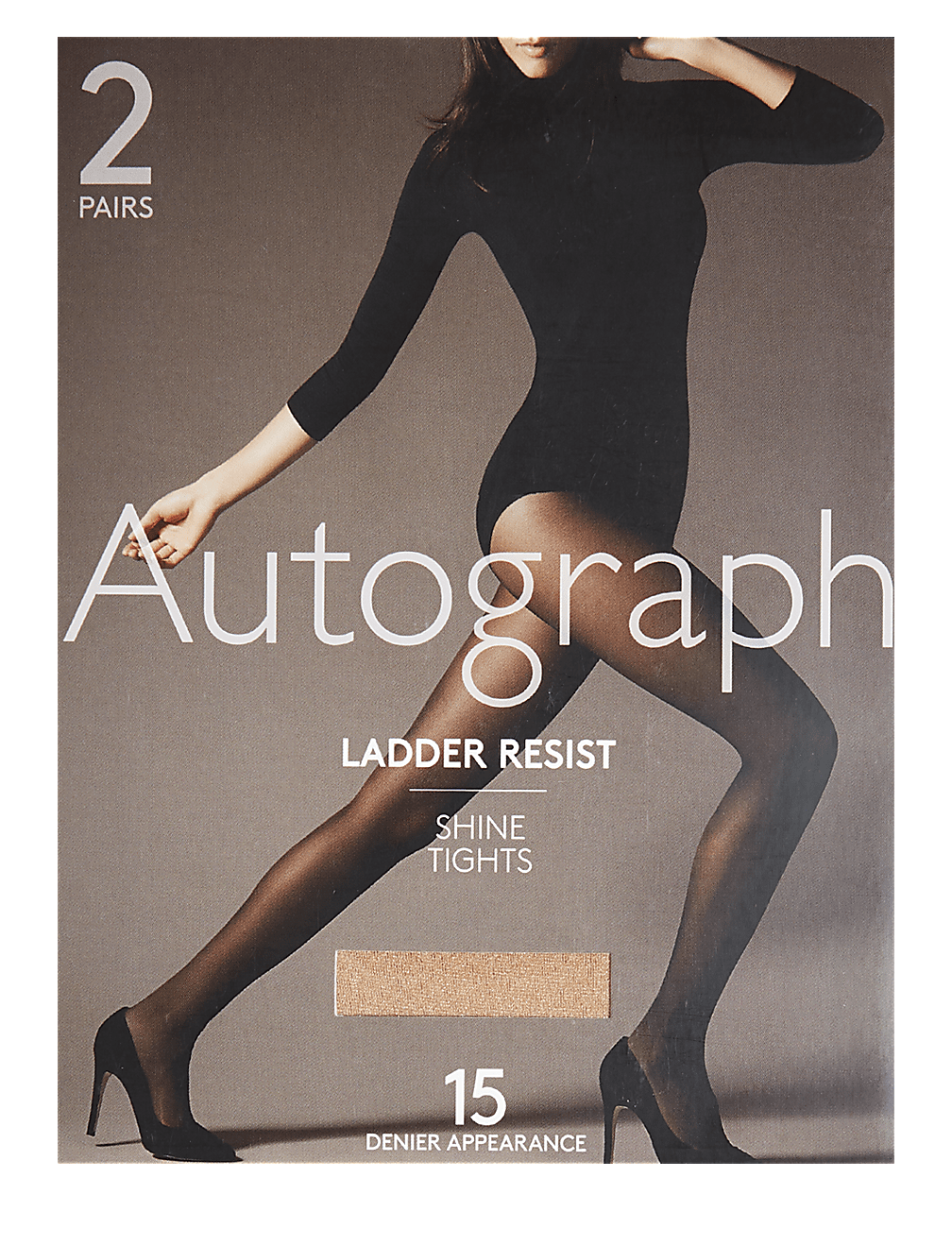 2pk 15 Denier Ladder Resist Shine Tights