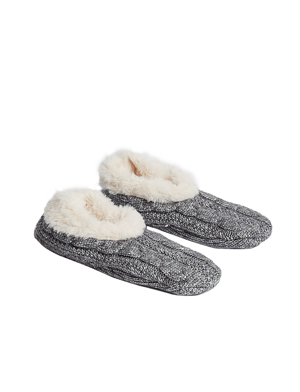 Faux Fur Cable Knit Slipper Socks