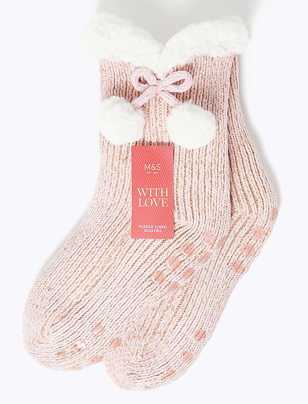 Chenille Fleece Lined Sparkle Booties