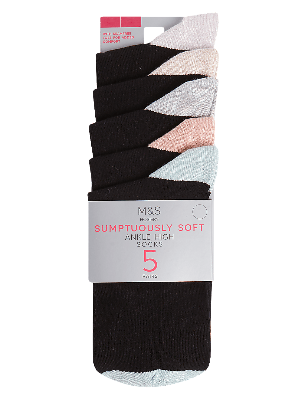 5 Pair Pack Ankle High Socks