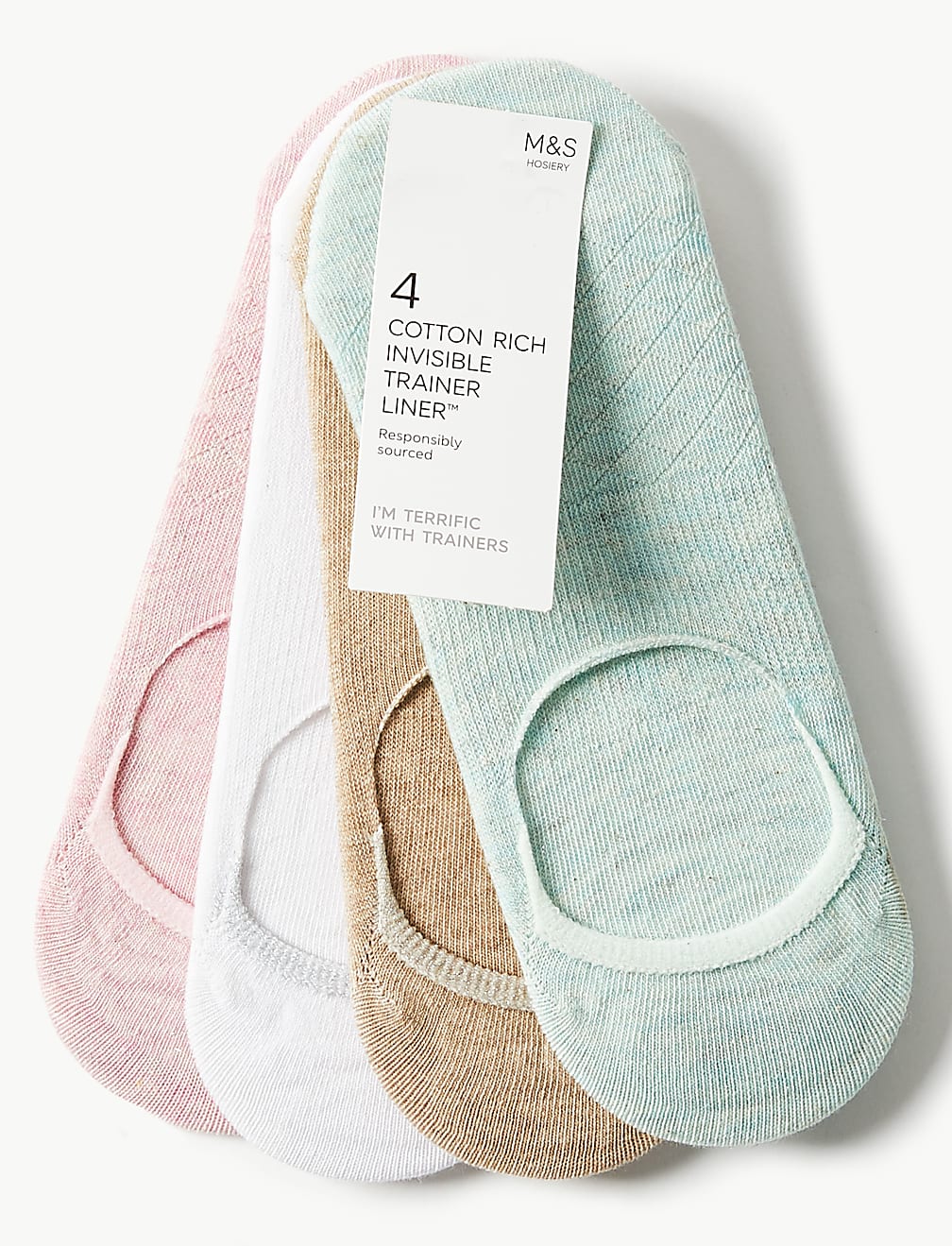 4 Pair Pack Cotton Rich Trainer Liner Socks