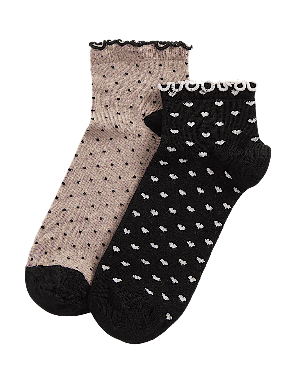 2pk Sumptuously Soft™ Heart & Spot Quarter Socks