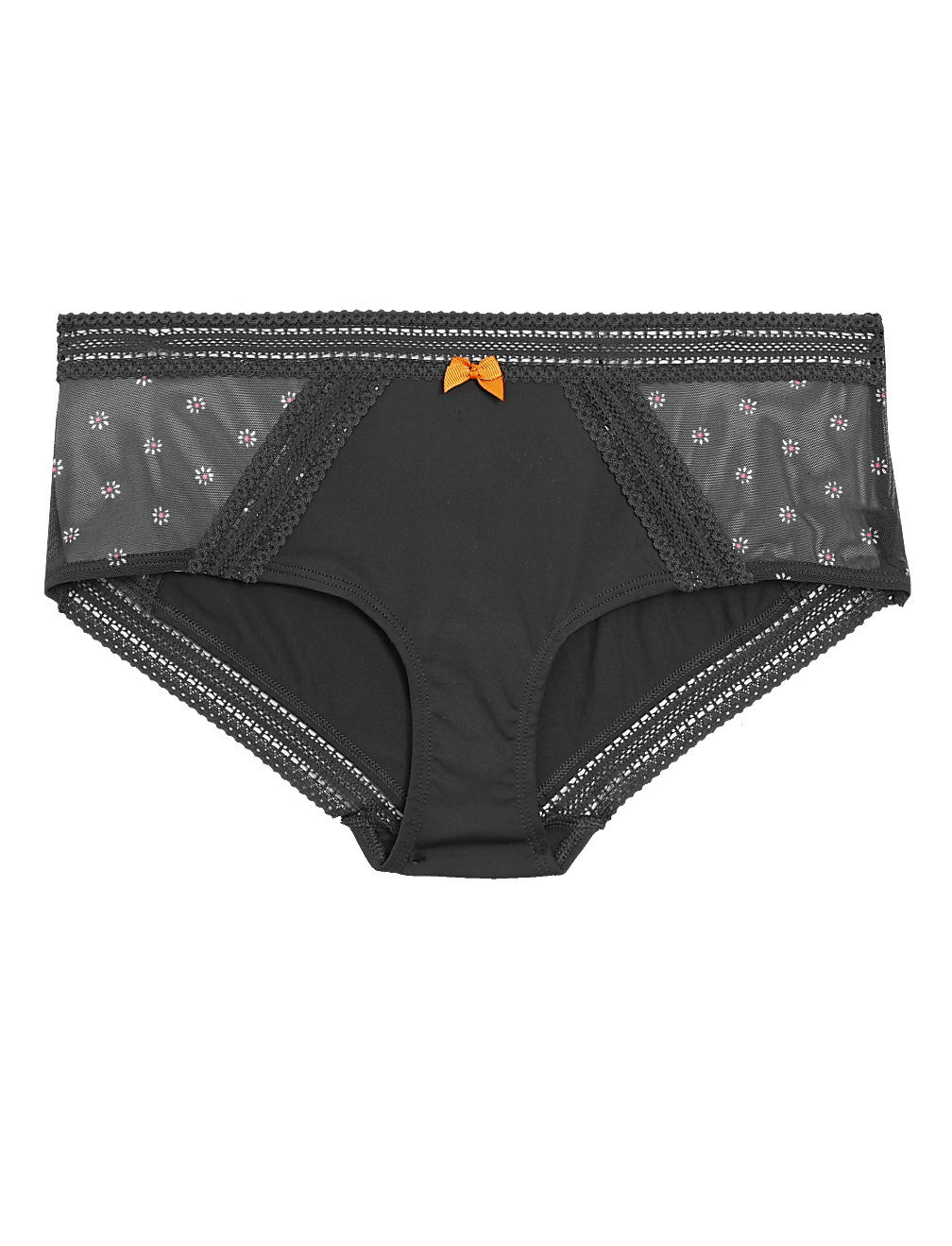 Microfibre Mesh Printed High Leg Knickers