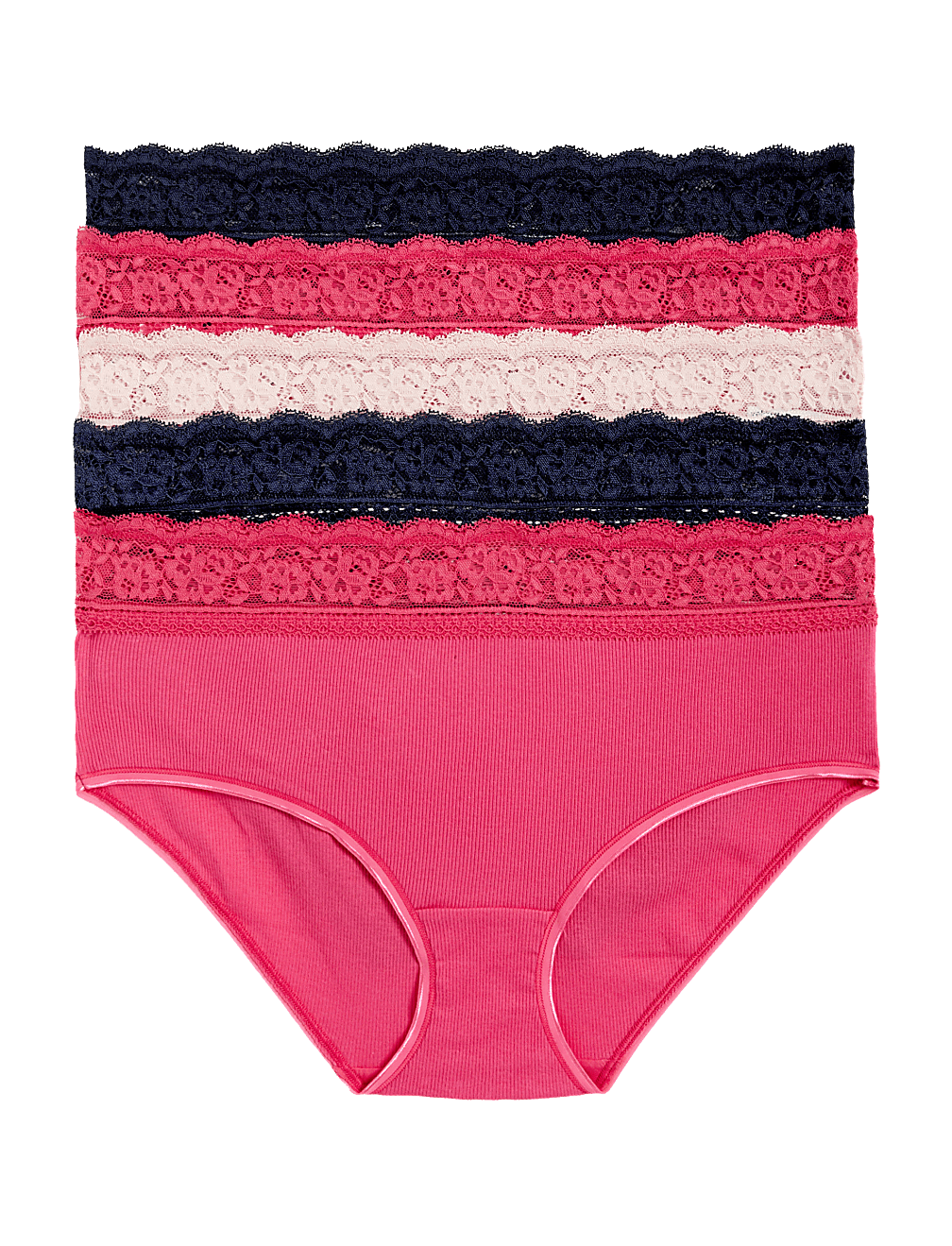 5pk Cotton Rich Lace Waist Shorts