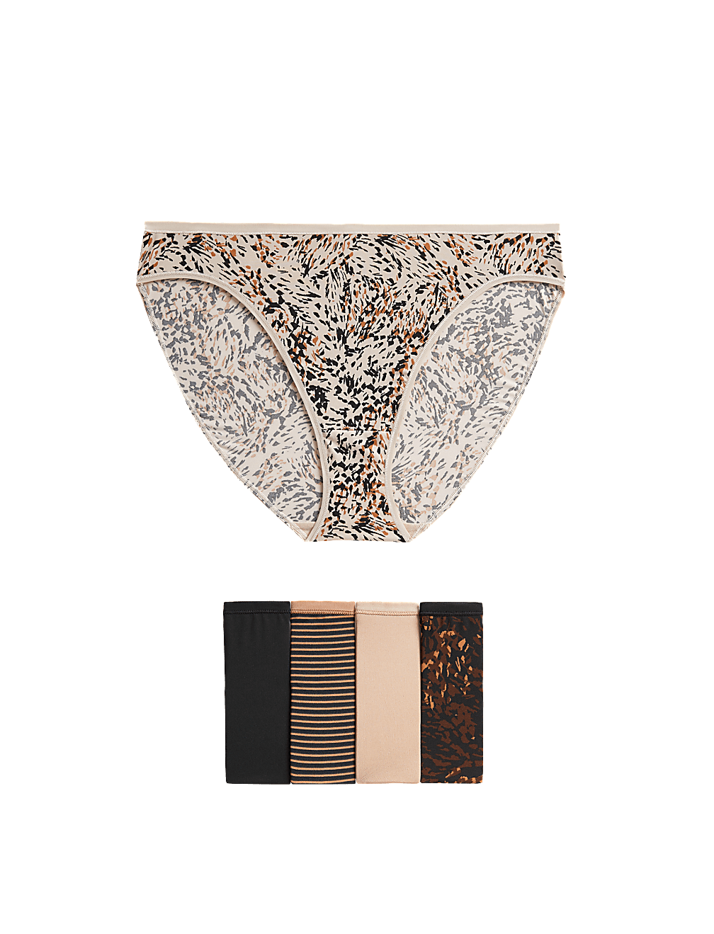 5pk No VPL Animal Print High Leg Knickers