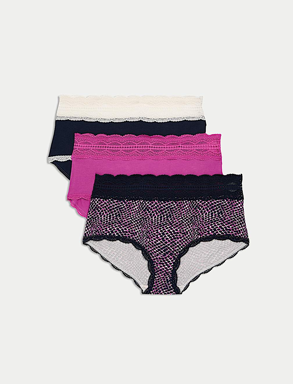 3pk Cotton Rich High Rise Shorts