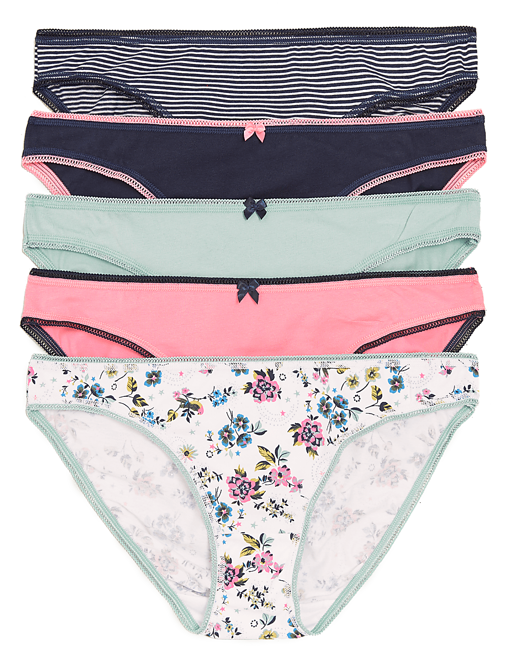 5pk Cotton Lycra® Bikini Knickers