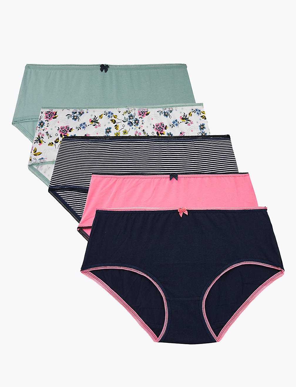 5pk Cotton Lycra&reg; Midi Knickers