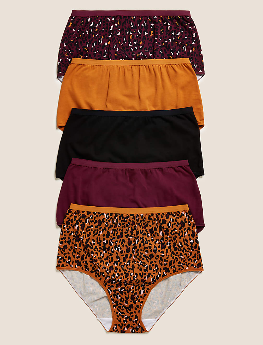 5pk Cotton Lycra® Leopard Print Full Briefs