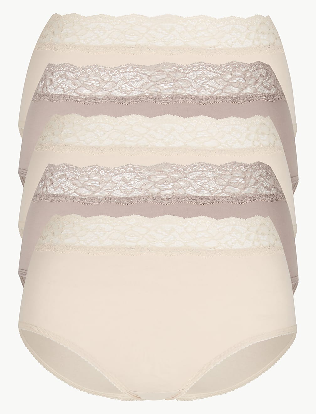 5 Pack Lace High Waisted Full Briefs