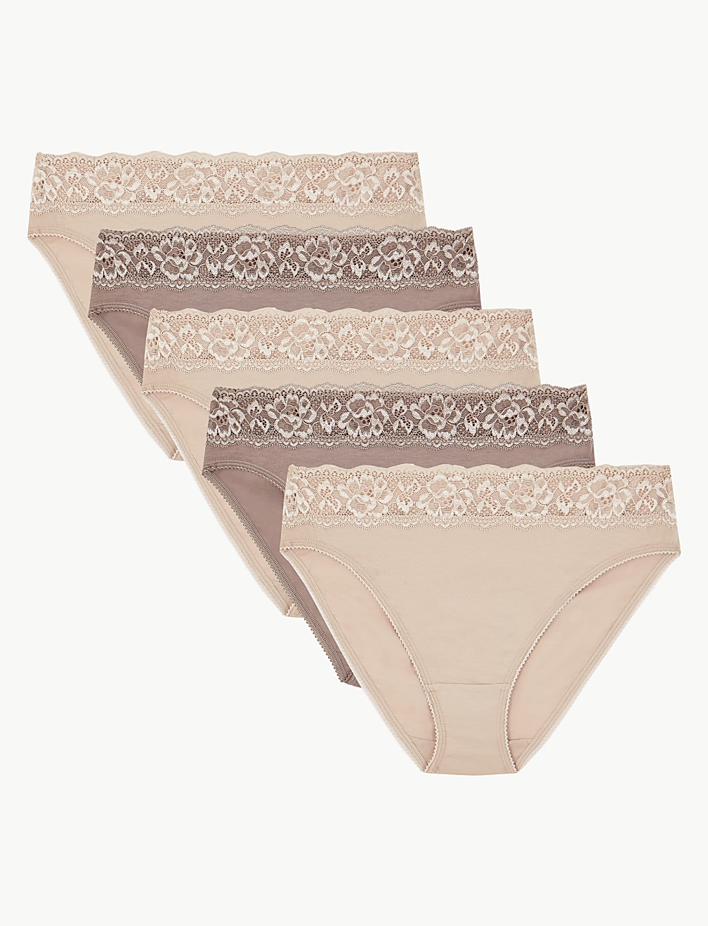 5pk Cotton Lycra® High Leg Knickers