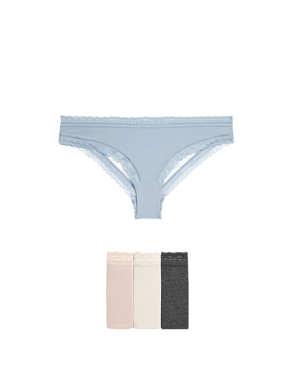 4pk Modal & Lace Brazillian Knickers