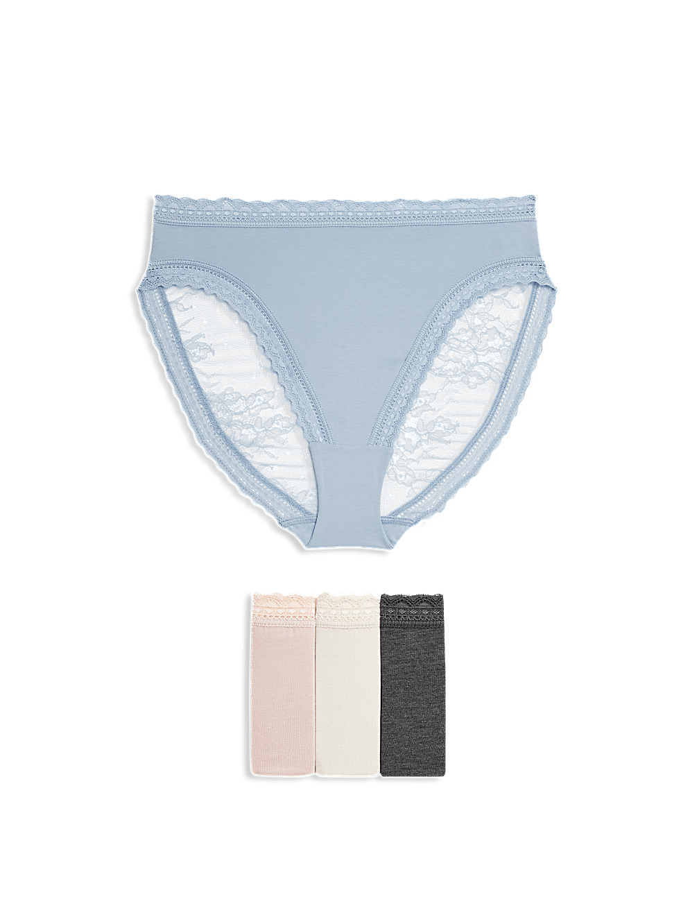4pk Modal & Lace High Waisted High Leg Knickers